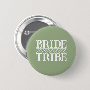 Badge Rond 5 Cm Tribe de la mariée vert sauge stylisé
