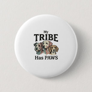 Badge Rond 5 Cm Tribu de chiens a des pattes design de gravure vin