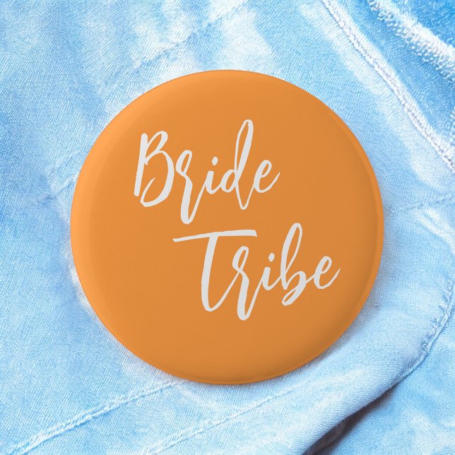 Badge Rond 5 Cm Tribu de la mariée orange mariage blanc (Créateur téléchargé)