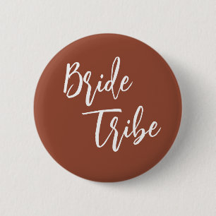 Badge Rond 5 Cm Tribu de la Mariée Terracotta Orange Brûlé Mariage