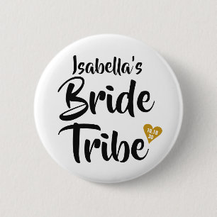 Badge Rond 5 Cm Tribu de mariée or date coeur personnalisé