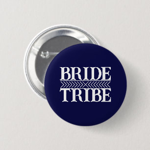 Badge Rond 5 Cm Tribu de mariée stylisée bleu marine