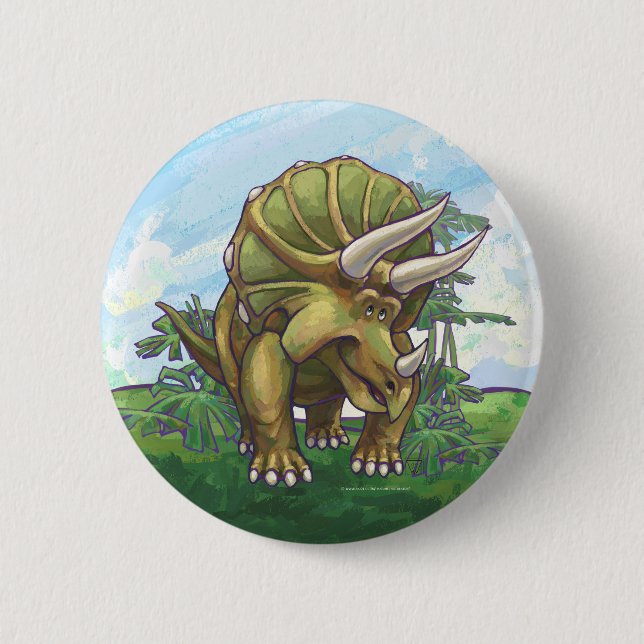 Badge Rond 5 Cm Tricératops (Devant)