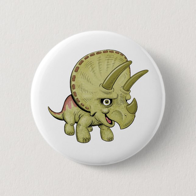 Badge Rond 5 Cm Tricératops (Devant)