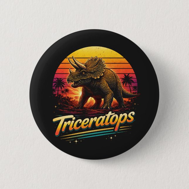 Badge Rond 5 Cm Triceratops (Devant)