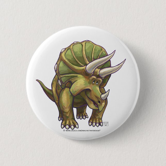 Badge Rond 5 Cm Triceratops de Cute Cadeaux d'Art & Accessoires (Devant)
