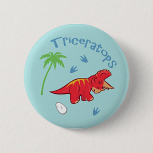Badge Rond 5 Cm Triceratops mignon