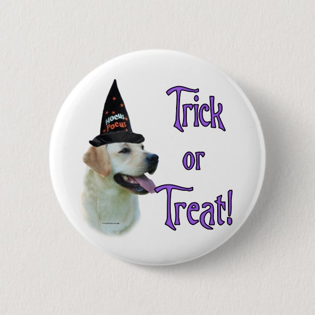 Badge Rond 5 Cm Trick de Labrador Retriever (jaune) (Devant)