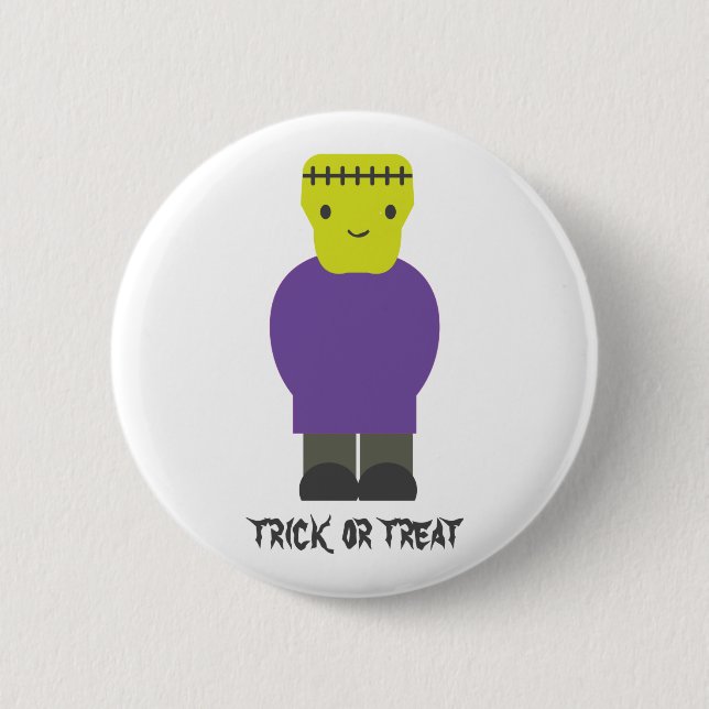 Badge Rond 5 Cm Trick or Treat- Cute Frankenstein (Devant)