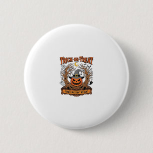 Badge Rond 5 Cm Trick Or Treat Halloween Citrouille Sorcière Chape