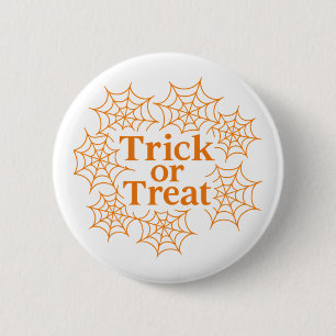 Badge Rond 5 Cm Trick Or Treat Halloween Toile d'araignée Épouvant