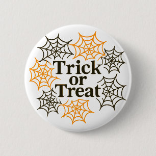Badge Rond 5 Cm Trick Or Treat Halloween Toile d'araignée Soirée S