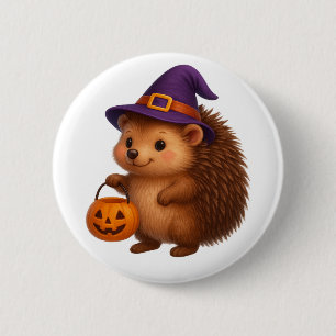 Badge Rond 5 Cm Trick or Treat Hedgehog
