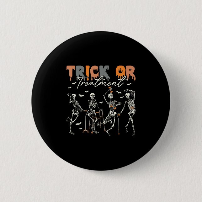 Badge Rond 5 Cm Trick Or Treatment Pt Physical Therapy Therapist H (Devant)