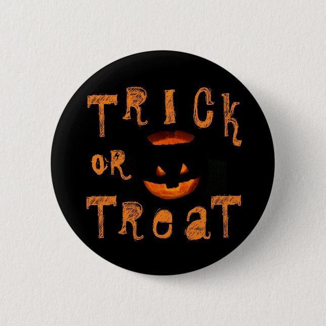 Badge Rond 5 Cm Trick ou Treat Citrouille (Devant)
