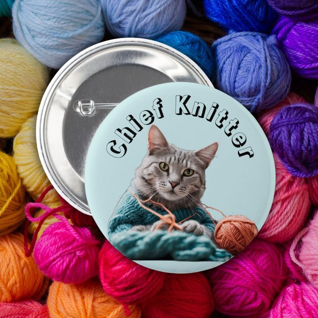 Badge Rond 5 Cm Tricot en chef tricot laine de chat couture (Créateur téléchargé)