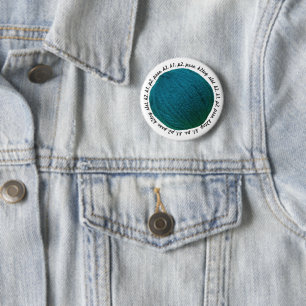 Badge Rond 5 Cm Tricot Lingo Fil Bal Artisanat Turquoise