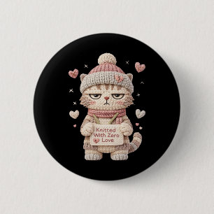 Badge Rond 5 Cm Tricoté avec zéro amour Funny Anti Saint-Valentin