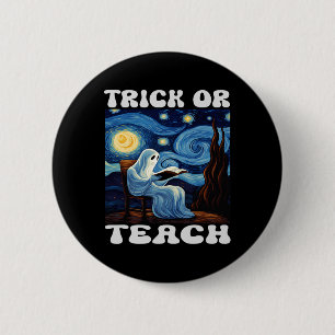 Badge Rond 5 Cm Tricoter Ou Enseignant Fantôme Halloween Van Gogh