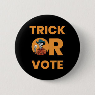 Badge Rond 5 Cm Tricoter Ou Voter Halloween Élection Vintage Cowbo