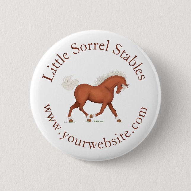 Badge Rond 5 Cm Tricoter Sorrel Horse Circulaire Texte Personnalis (Devant)