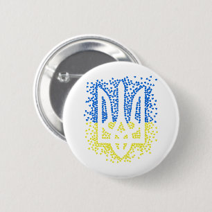 Badge Rond 5 Cm Trident de l'emblème ukrainien tryzub dispersant l