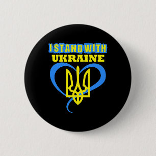 Badge Rond 5 Cm Trident d'Ukraine Drapeau de l'Ukraine Drapeau ukr
