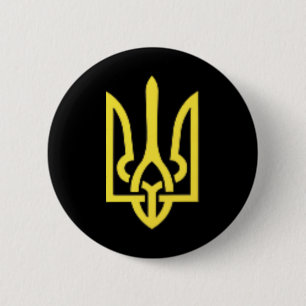 Badge Rond 5 Cm Trident ukrainien - Symbole ukrainien Tryzub