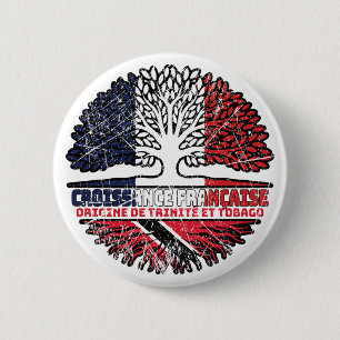 Badge Rond 5 Cm Trinidad et Tobago France française Drapeau Racine