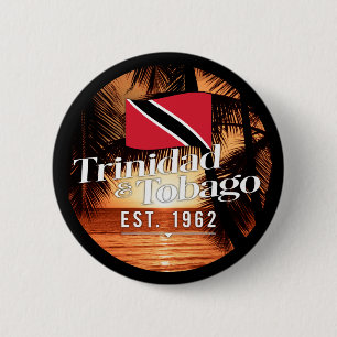 Badge Rond 5 Cm "Trinidad & Tobago Est. Coucher De Soleil De 1962