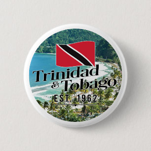 Badge Rond 5 Cm "Trinidad & Tobago Est. Plage Drapeau De 1962"