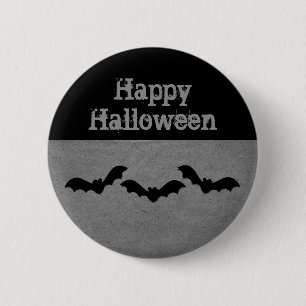 Badge Rond 5 Cm Trio de chauves-souris Bouton d'Halloween, gris