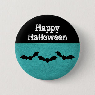 Badge Rond 5 Cm Trio de chauves-souris Bouton d'Halloween, Turquoi