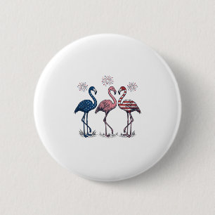 Badge Rond 5 Cm Trio de flamants patriotiques dessin de gravure vi