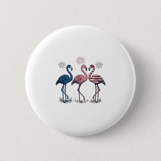 Badge Rond 5 Cm Trio de flamants patriotiques dessin de gravure vi (Devant)