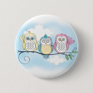 Badge Rond 5 Cm Trio de hibou