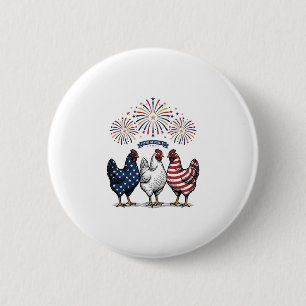 Badge Rond 5 Cm Trio de poulets patriotiques Gravure vintage vecte