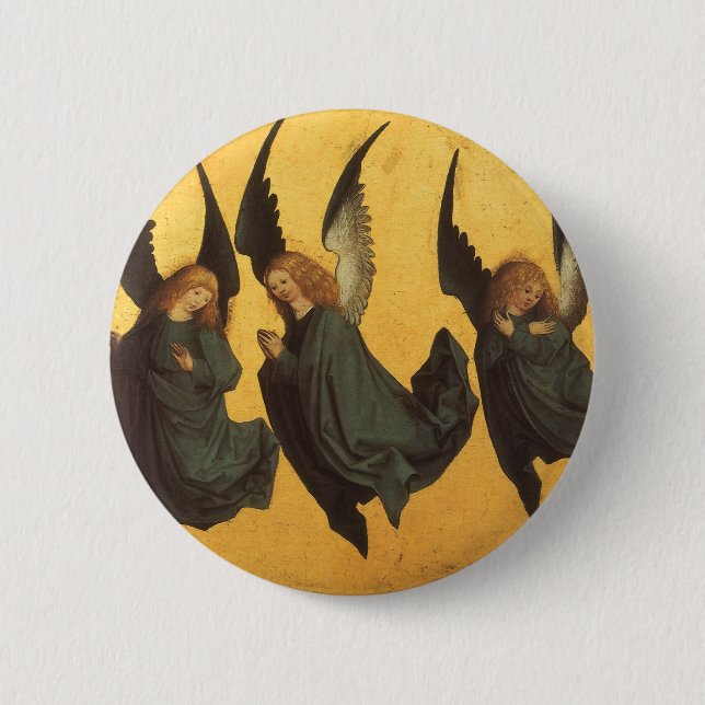 Badge Rond 5 Cm Trio des anges de la Renaissance par Maître du Hou (Devant)