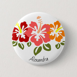 Badge Rond 5 Cm Trio Hibiscus coloré Personnalisé