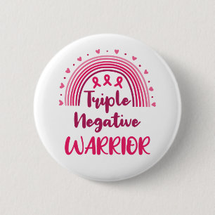 Badge Rond 5 Cm Triple guerrier négatif cancer du sein Arc-en-ciel