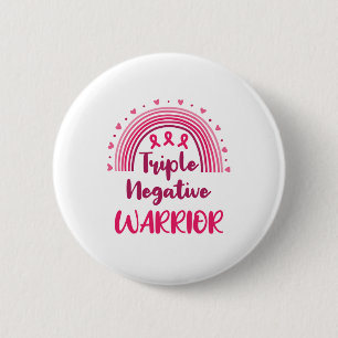 Badge Rond 5 Cm Triple guerrier négatif cancer du sein Arc-en-ciel