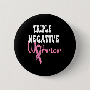 Badge Rond 5 Cm Triple Guerrier Négatif Cancer Survivant Le sein p