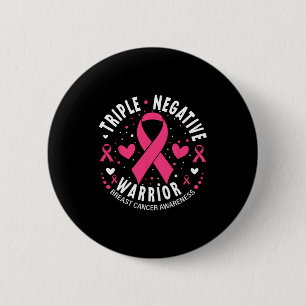 Badge Rond 5 Cm Triple guerrier négatif Coeur rose Cancer du sein