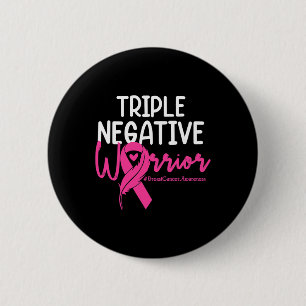 Badge Rond 5 Cm Triple Négatif Warrior Rose Ribbon Breast Cancer