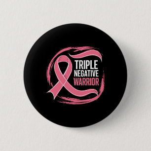 Badge Rond 5 Cm Triple Negative Warrior Ruban Rose Cancer du Sein