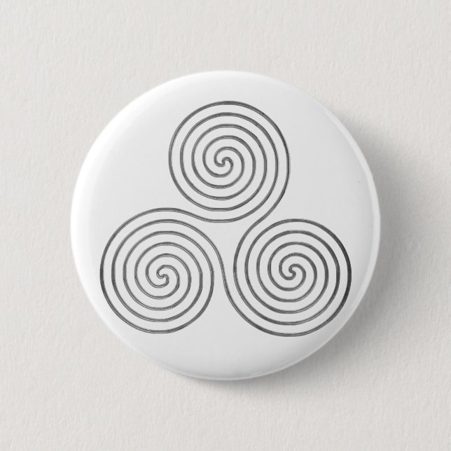 Badge Rond 5 Cm triple spirale celtique - OneLine argent antique (Devant)