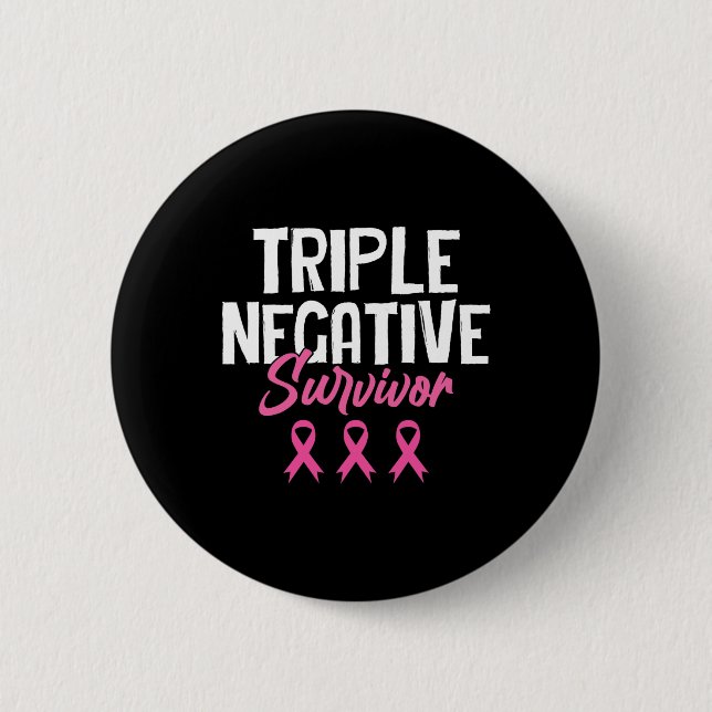 Badge Rond 5 Cm Triple survivant négatif Sensibilisation au cancer (Devant)