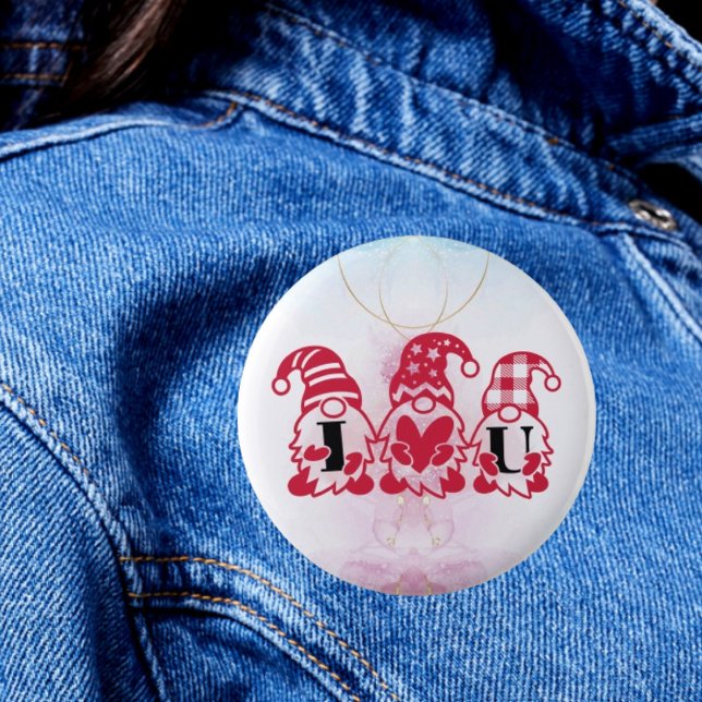 Badge Rond 5 Cm Triplet Love : I Love You Three Gnomes Button (Créateur téléchargé)