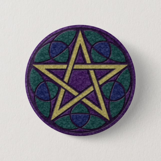 Badge Rond 5 Cm Triquetra de Pentacle pourpre (Devant)