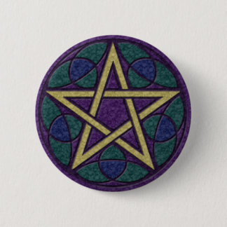 Badge Rond 5 Cm Triquetra de Pentacle pourpre